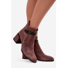 Suede odos moteriški auliniai batai su kulnu su dekoratyvine juosta sušildyti D&A CR52-650 Ruda