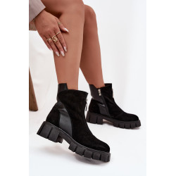 Moteriški batai iš natūralios zomšos su pamušalu D A JC52 874 Juodi 201861