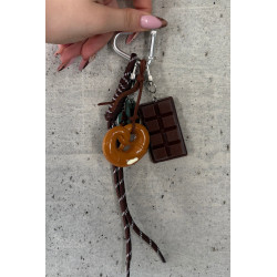 Raktų pakabukas Maišeliui Raktams Šokoladas Pretzel Širdis Jorine 201881