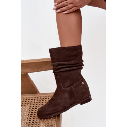 Odos zomšos moteriški batai su raukšlėmis ir izoliacija Maciejka K7211-02 Šokoladiniai 201904
