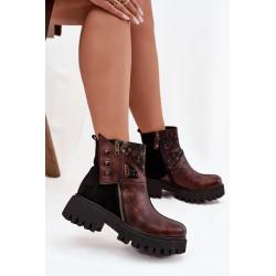 Odos šiltos kulniukai ant platformos ir plokščiu kulnu Maciejka 06140-02 rudi 201905