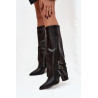 Moteriški aukštakulniai batai su apversta kojine ir sagtimis Jessae Juoda | Ilgaauliai batai | jai24.lt