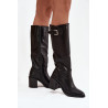 Moteriški aukštakulniai batai su sagtimi juodi Brenira | Ilgaauliai batai | jai24.lt