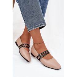 Moteriški balerinos su dirželiais smėlio Deliora 201954