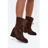 Odos zomšinius moteriškus aulinukus su kulnu Zazoo 1151 šokoladinis | Auliniai batai moterims | jai24.lt