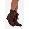 Odos zomšinius moteriškus aulinukus su kulnu Zazoo 1151 šokoladinis | Auliniai batai moterims | jai24.lt