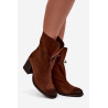 Odos zomšinius moteriškus aulinukus su kulnu Zazoo 1151 šokoladinis | Auliniai batai moterims | jai24.lt
