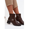 Odos moteriški batai su kulnu su sagtimi Zazoo 60562 Šokoladiniai | Auliniai batai moterims | jai24.lt