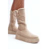 Zazoo 70121 Odinės Moteriškos Batai Su Vilna Tamsiai Smėliniai | Ilgaauliai batai | jai24.lt
