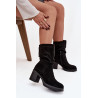 Moteriški auliniai batai su susiraukšlėjimu ant kulno Šilti Juodi Amoria | Auliniai batai moterims | jai24.lt