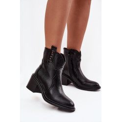 Moteriški auliniai bateliai su masyviu kulnu iš ekologiškos odos juodi Iverly 201988