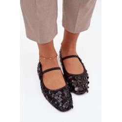 Baleto bateliai puošti blizgučiais juodi Terlina 202005