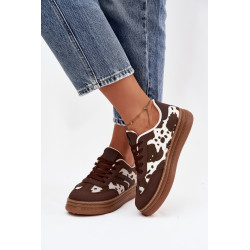 Moteriški sportbačiai su platforma su pleistrais rudi Denissa 202006