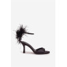 Aukštakulniai sandalai su plunksnomis Juoda Caelina | Sandalai moterims | jai24.lt