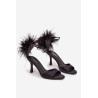 Aukštakulniai sandalai su plunksnomis Juoda Caelina | Sandalai moterims | jai24.lt