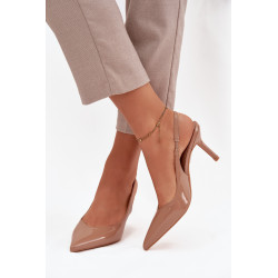 Lakuotos aukštakulnės basutės tamsiai smėlio Phelia 202012