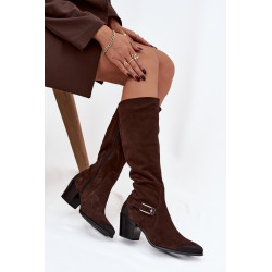 Odos zomšos auliniai batai su kulnu su sagtimi Šildomi Zazoo 70156 Bordo 202016