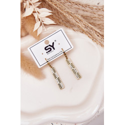 Pakabinti auskarai su cirkoni Aukso padengtas plienas 202017