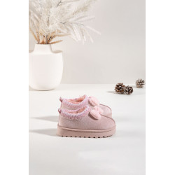 Vaikų sniego batai su siuvinėjimu ir lanku Rožiniai Daven 202023