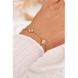 Nerūdijančio plieno apyrankė su aukso gėlėmis 202032