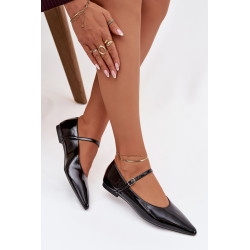 Lakuotos balerinos su diržu juodos Jarelle 202033