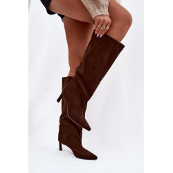 Moteriški auliniai iš ekologiško zomšos Užsisegimo Aukštakulniai Šokoladas Phelin 202044