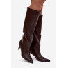 Moteriški įsisegantys kulniukai su siuvinėjimu šokoladiniai Olyvia | Ilgaauliai batai | jai24.lt
