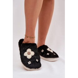 Aksominės šlepetės su gėlėmis Juodos Selinne 202067