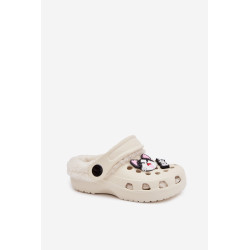 Putų vaikų šlepetės su kailio pamušalu su sagtimis Kreminės spalvos Cerelle 202072