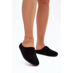 Moteriškos šlepetės iš ekovelties juodos Kalvess 202083