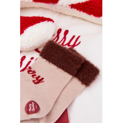 Kalėdinės Vaikų Kojinės Su Kailiu Ir Elniu Alpakos Vilna Smėlio 202117