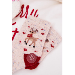 Vaikų Kalėdinės Kojinės Su Elniu Vilna Alpakas Smėlinė 202123