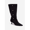 Moteriški Batai Ant Kulno Su Dekoratyviniais Detalėmis Juodi Hovelle | Ilgaauliai batai | jai24.lt
