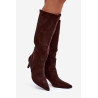 Moteriški batai ant kulno izoliuoti su ekologiška zomša tamsiai kreminė Arelisse | Ilgaauliai batai | jai24.lt