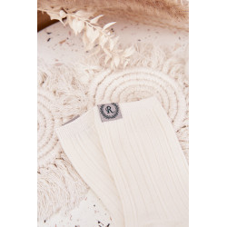 Medvilninės kojinės su dryžiais moterims šviesiai pilkos 202138