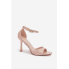 Lakuoti aukšto kulno sandalai smėlio spalvos Revella | Sandalai moterims | jai24.lt
