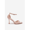 Lakuoti aukšto kulno sandalai smėlio spalvos Revella | Sandalai moterims | jai24.lt