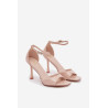 Lakuoti aukšto kulno sandalai smėlio spalvos Revella | Sandalai moterims | jai24.lt