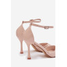 Lakuoti aukšto kulno sandalai smėlio spalvos Revella | Sandalai moterims | jai24.lt