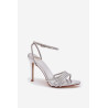 Aukštakulniai sandalai su krištolais sidabriniai Rosavie | Sandalai moterims | jai24.lt
