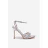 Aukštakulniai sandalai su krištolais sidabriniai Rosavie | Sandalai moterims | jai24.lt