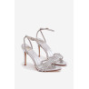 Aukštakulniai sandalai su krištolais sidabriniai Rosavie | Sandalai moterims | jai24.lt