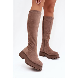 Šiltos moteriški batai ant platformos Big Star OO274722 smėlio 202176