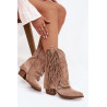 Moteriški kaubojų auliniai batai su kutais ant kulno Khaki Gralina | Auliniai batai moterims | jai24.lt