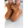 Moteriški žieminiai batai ant platformos su diržu ir kailiu Camel Jesella | Žieminiai batai | jai24.lt