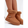 Moteriški žieminiai batai ant platformos su diržu ir kailiu Camel Jesella | Žieminiai batai | jai24.lt