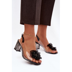 Aukštakulniai sandalai su dekoracija D&A MR52-238 Juodi 202202