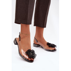 Permatomos žemus kulniukus su krištolais ir papuošimu D&A MR52-230 Juoda 202207