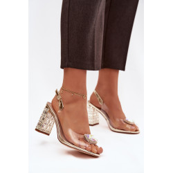 Permatomos kulniukais sandalai su krištolais D&A MR52-239 auksiniai 202208