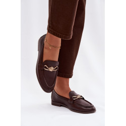 Moteriški loaferiai su dekoratyviu detalu šokolado razinės 202218